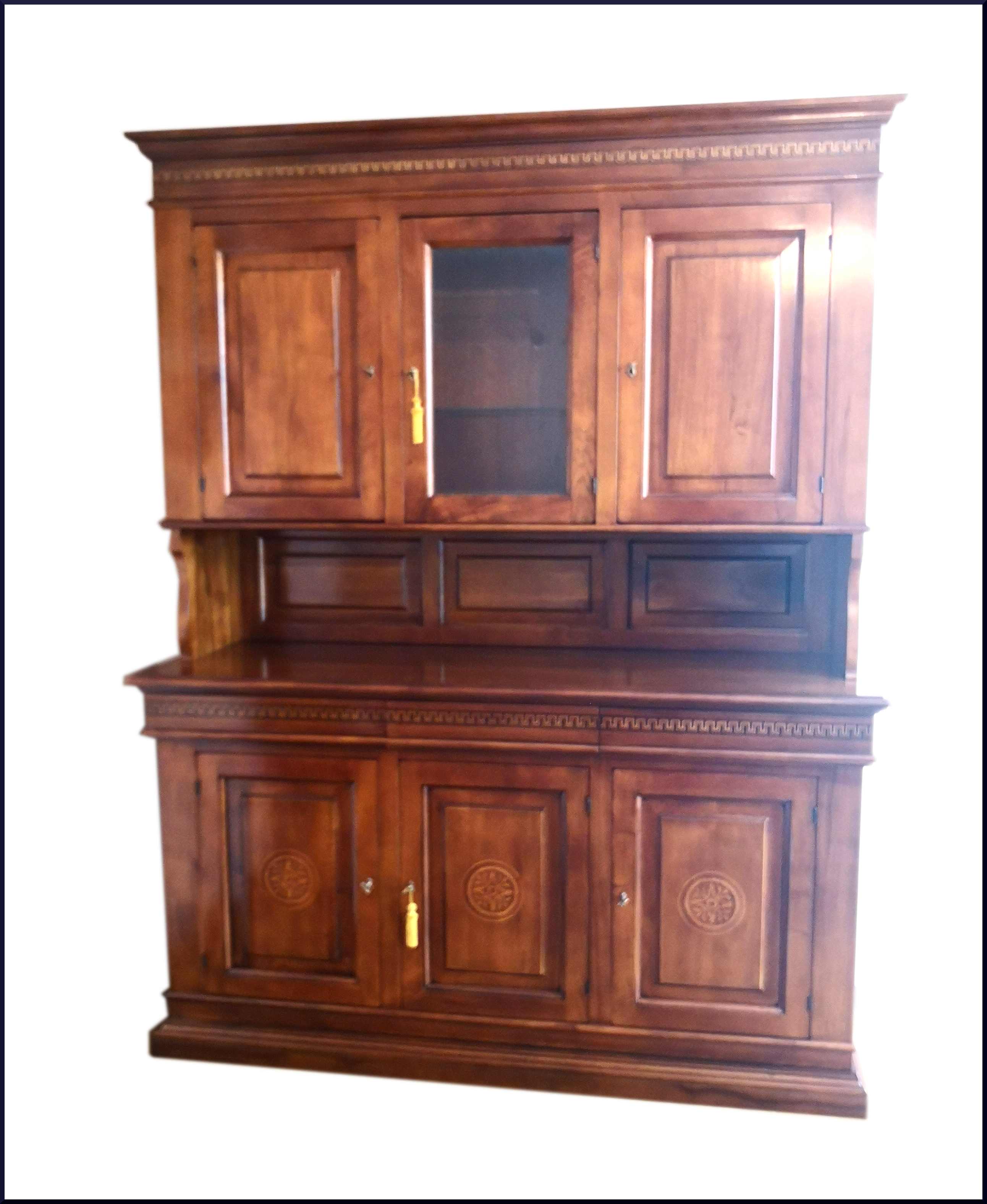 CREDENZA TRE PORTE CON ALZATA E INTARSI