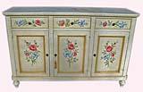 Credenza 3 porte dipinta a mano  con fiori