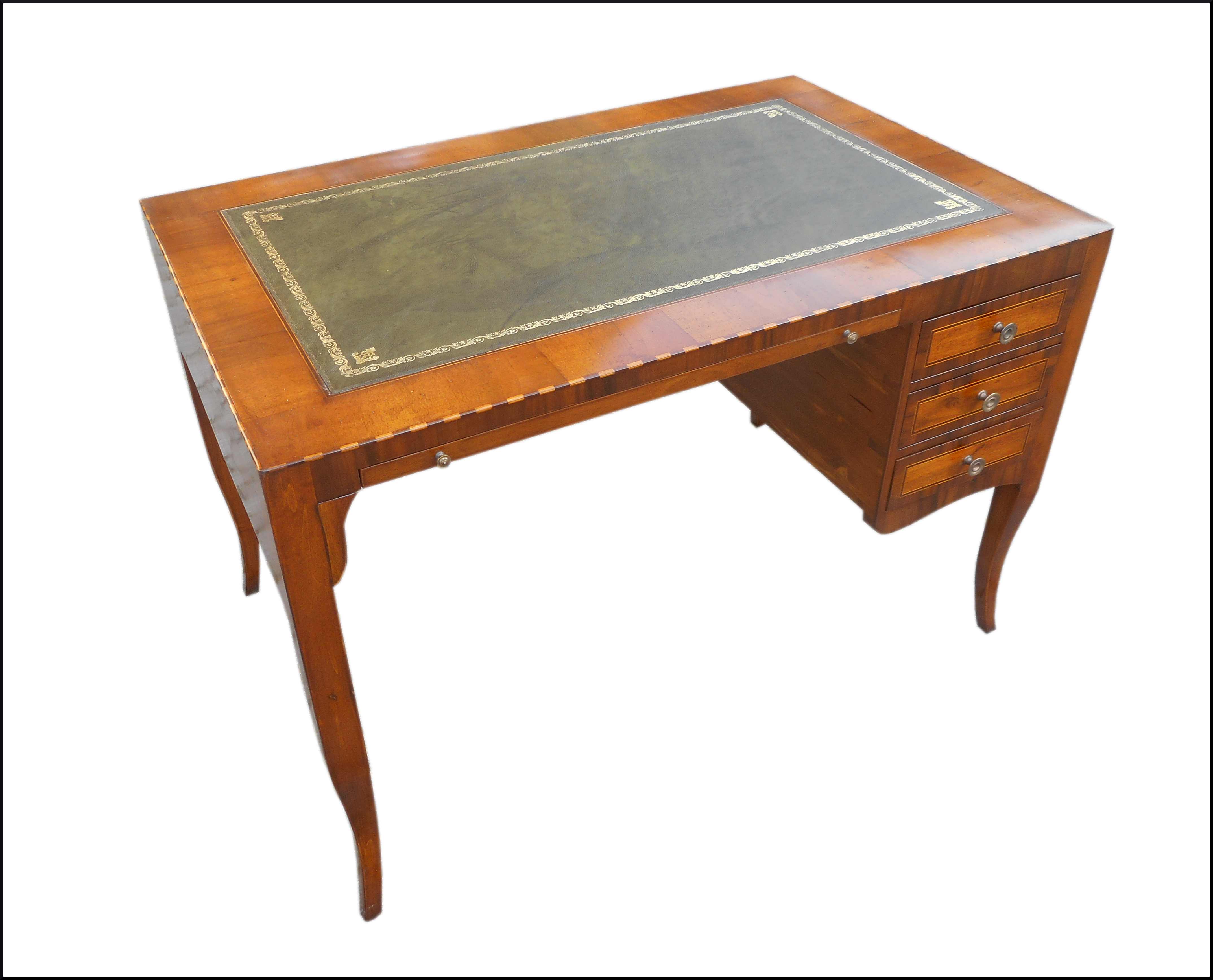 Scrivania con piano in pelle e pianetto estraibile