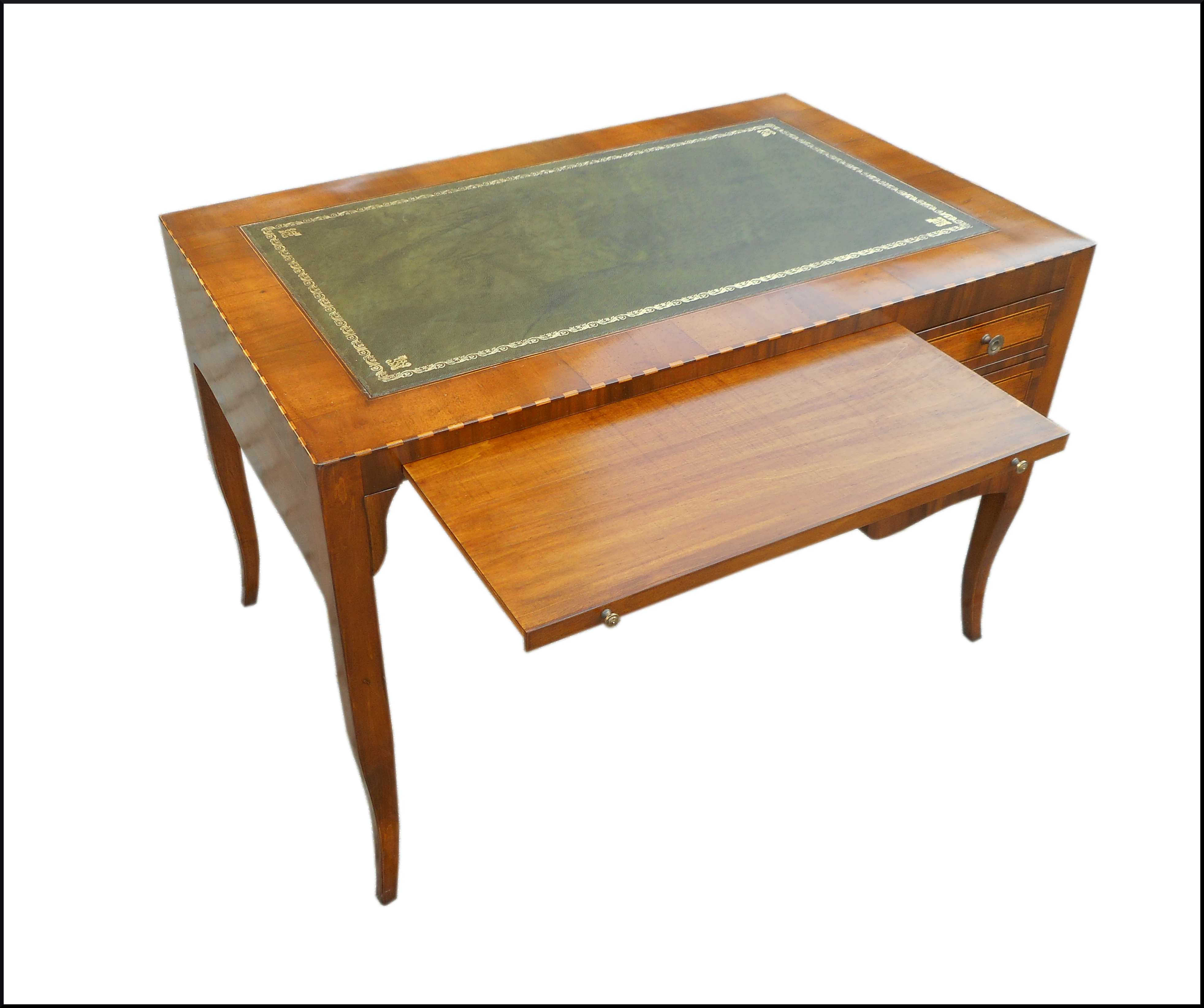 Scrivania con piano in pelle e pianetto estraibile