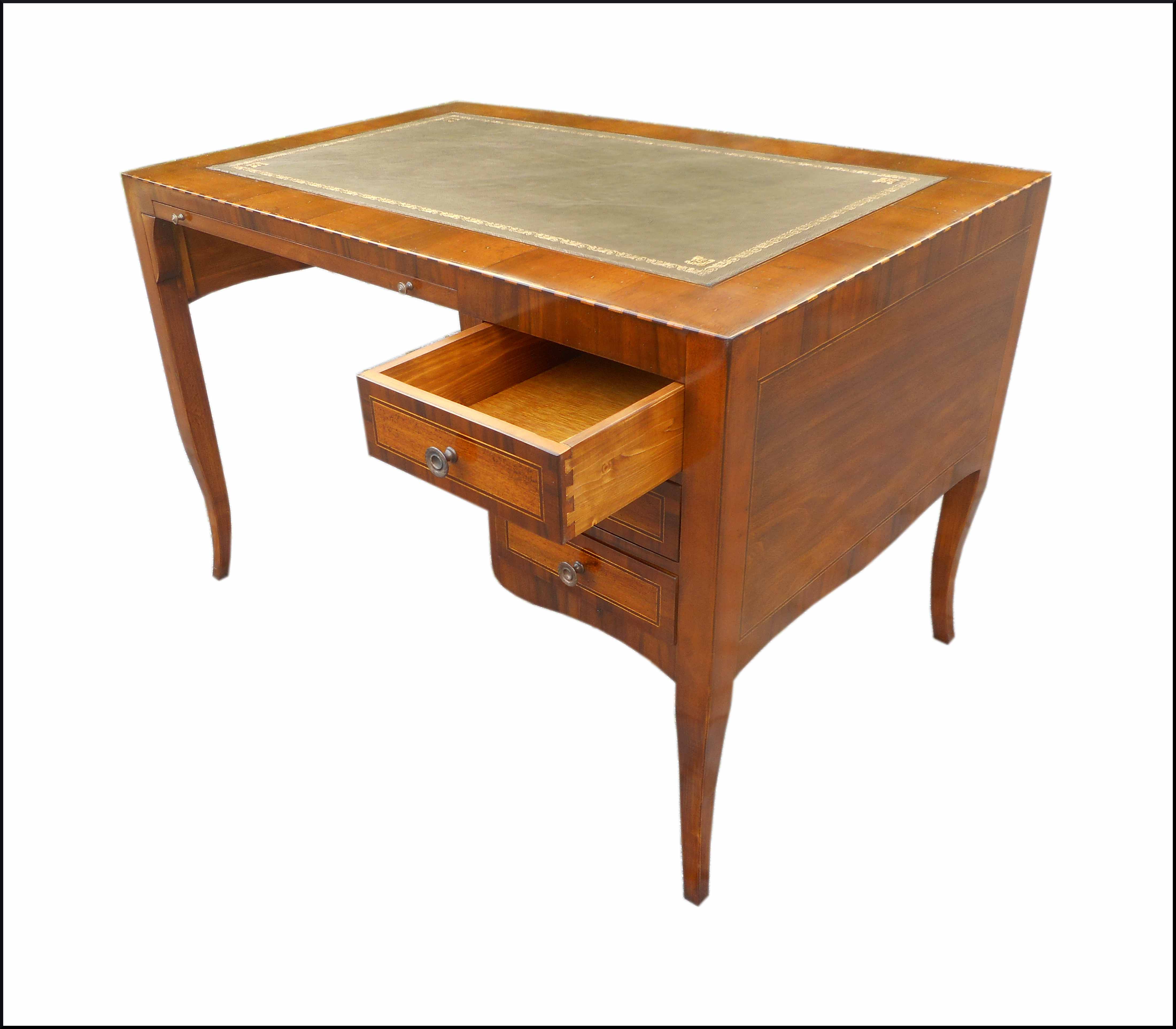 Scrivania con piano in pelle e pianetto estraibile