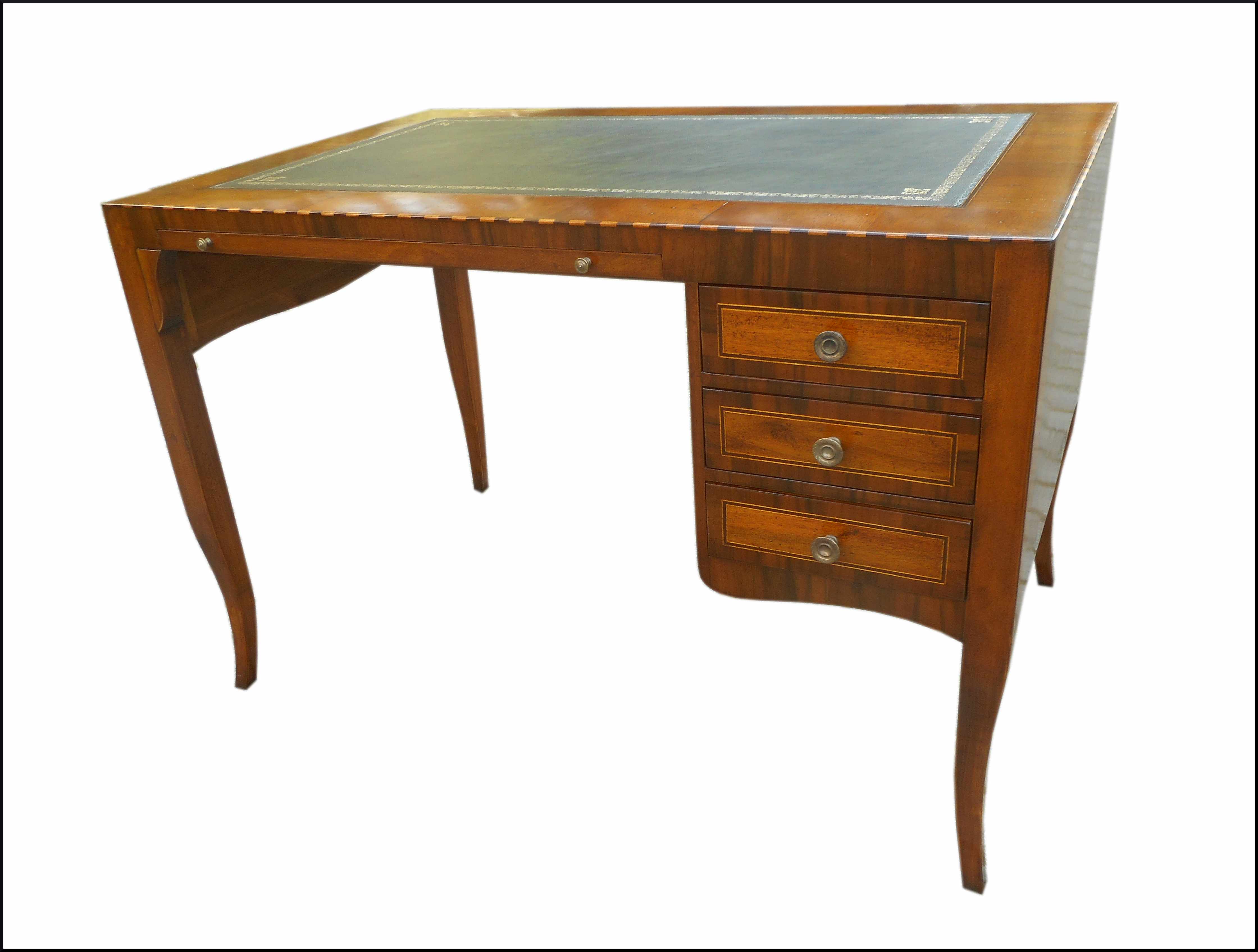 Scrivania con piano in pelle e pianetto estraibile