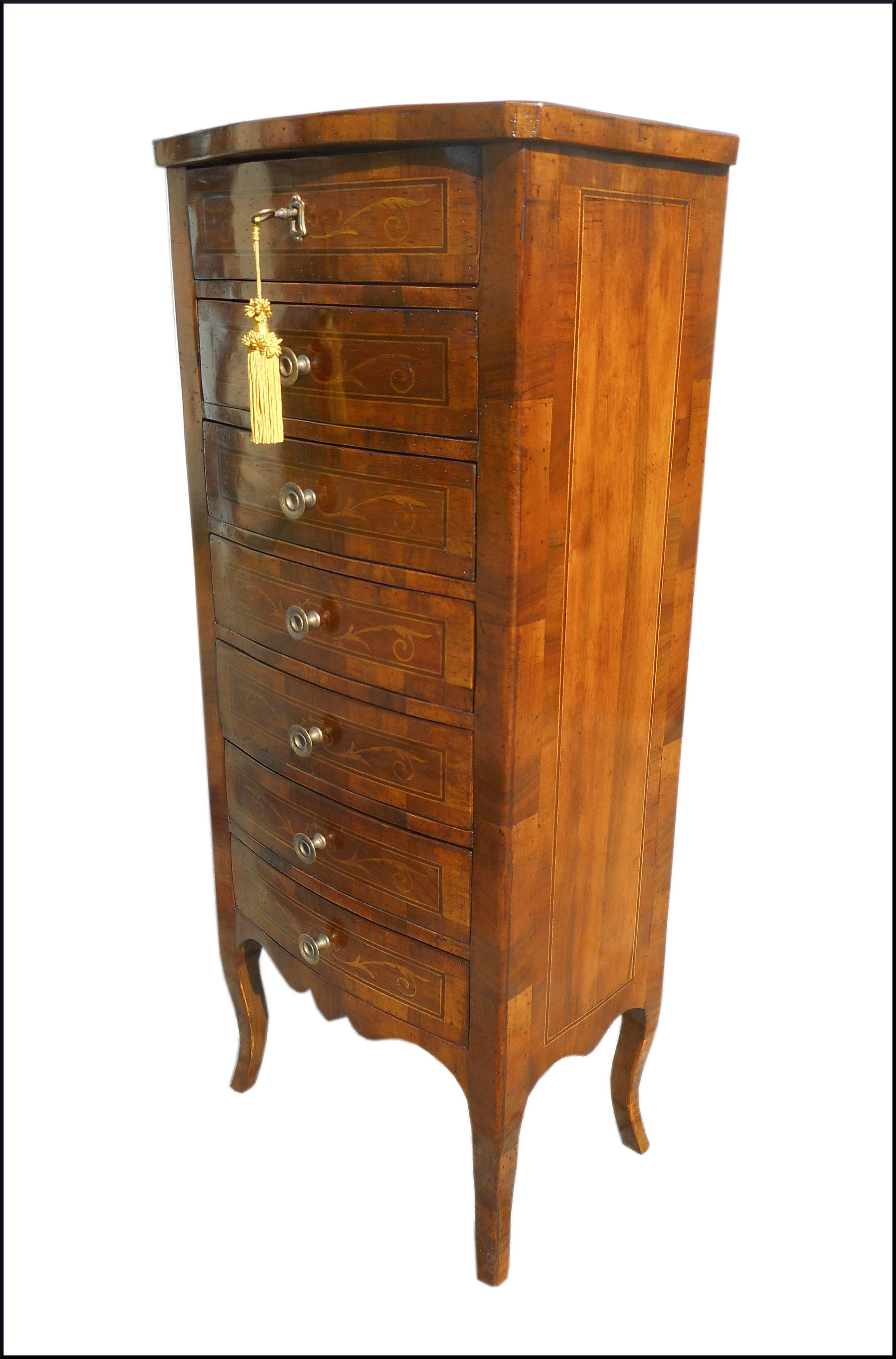 Settimino lastronato ed intarsiato a mano