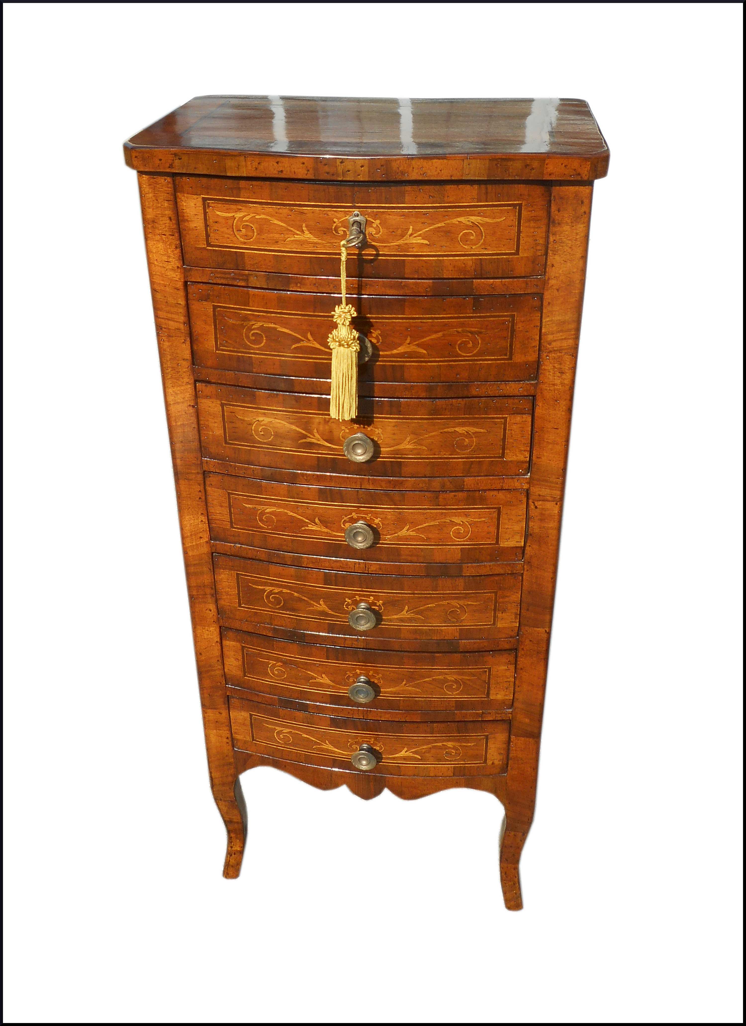 Settimino lastronato ed intarsiato a mano