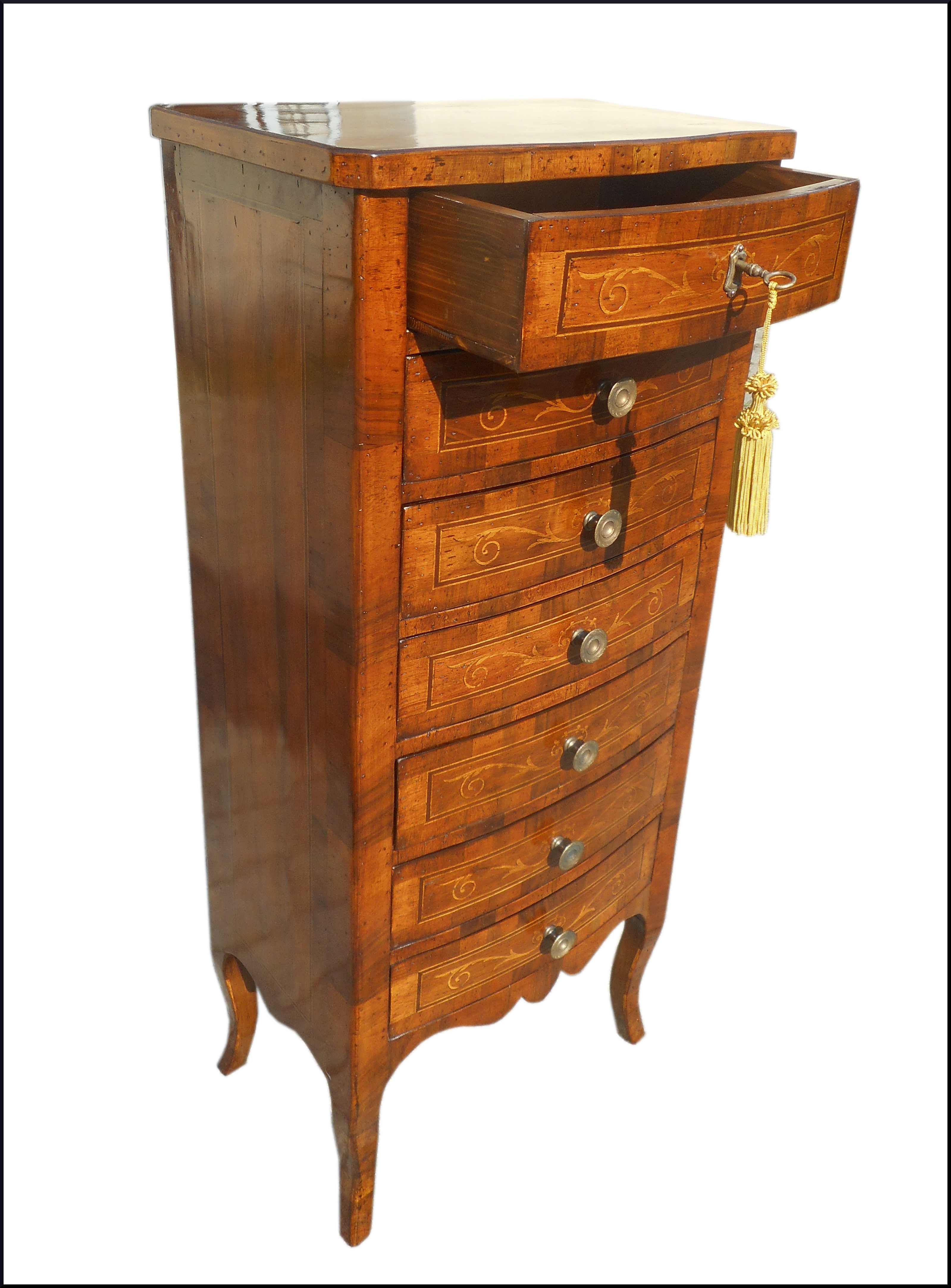 Settimino lastronato ed intarsiato a mano