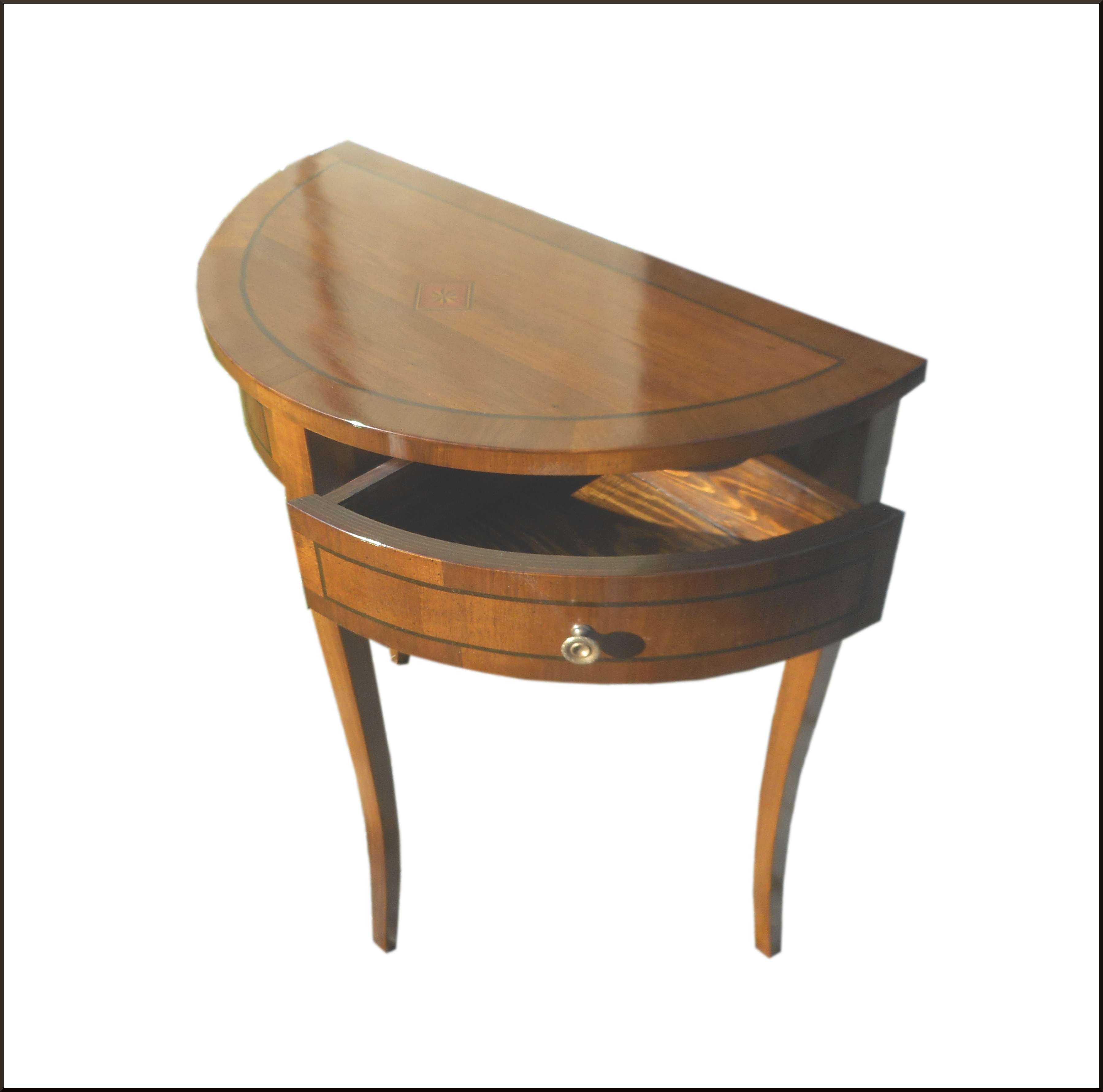 Tavolino demilune da ingresso con cassetti