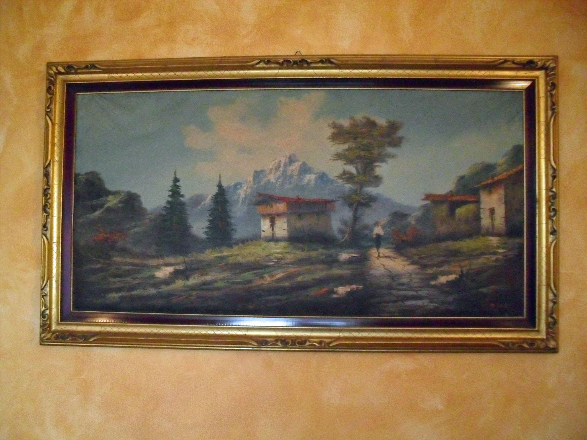Antico quadro con paesaggio firmato Rocca