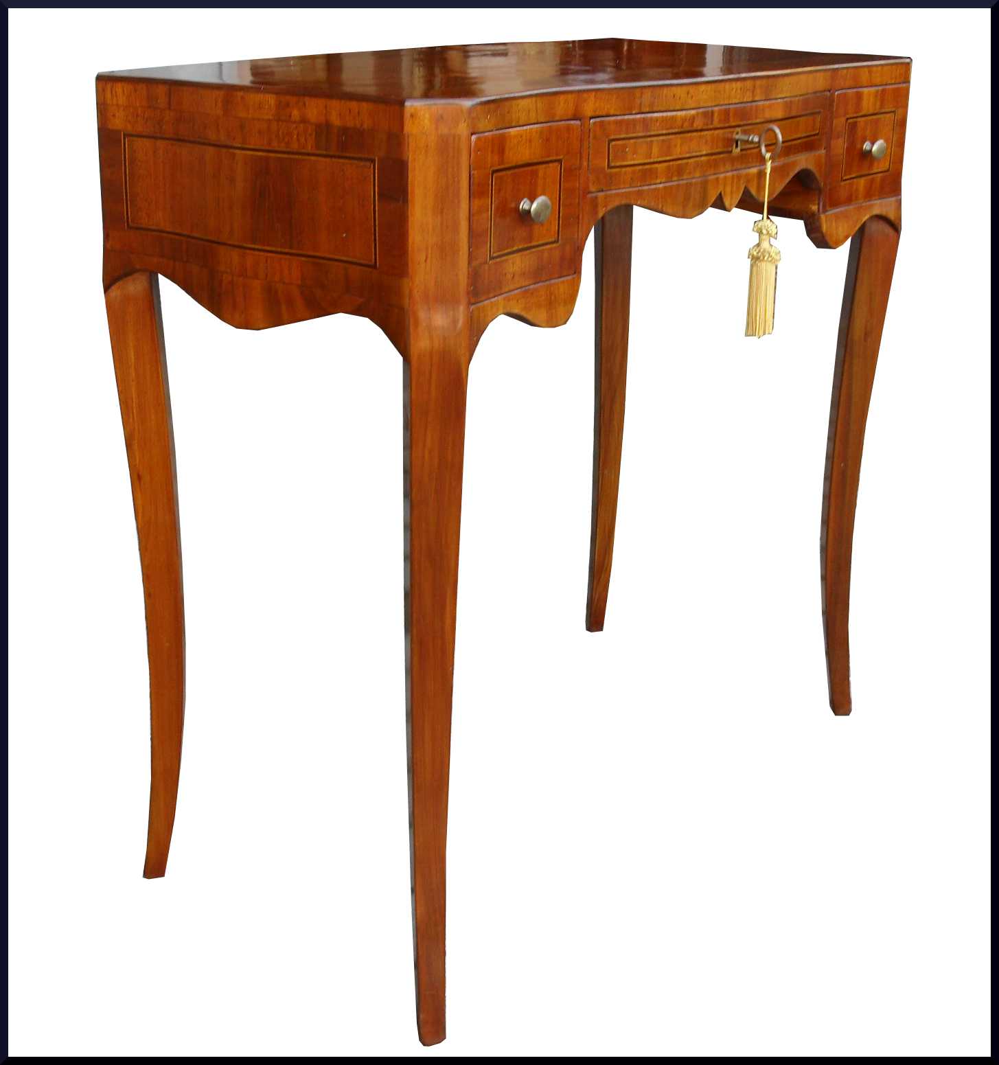 Scrittoio tavolino da ingresso lastronato noce