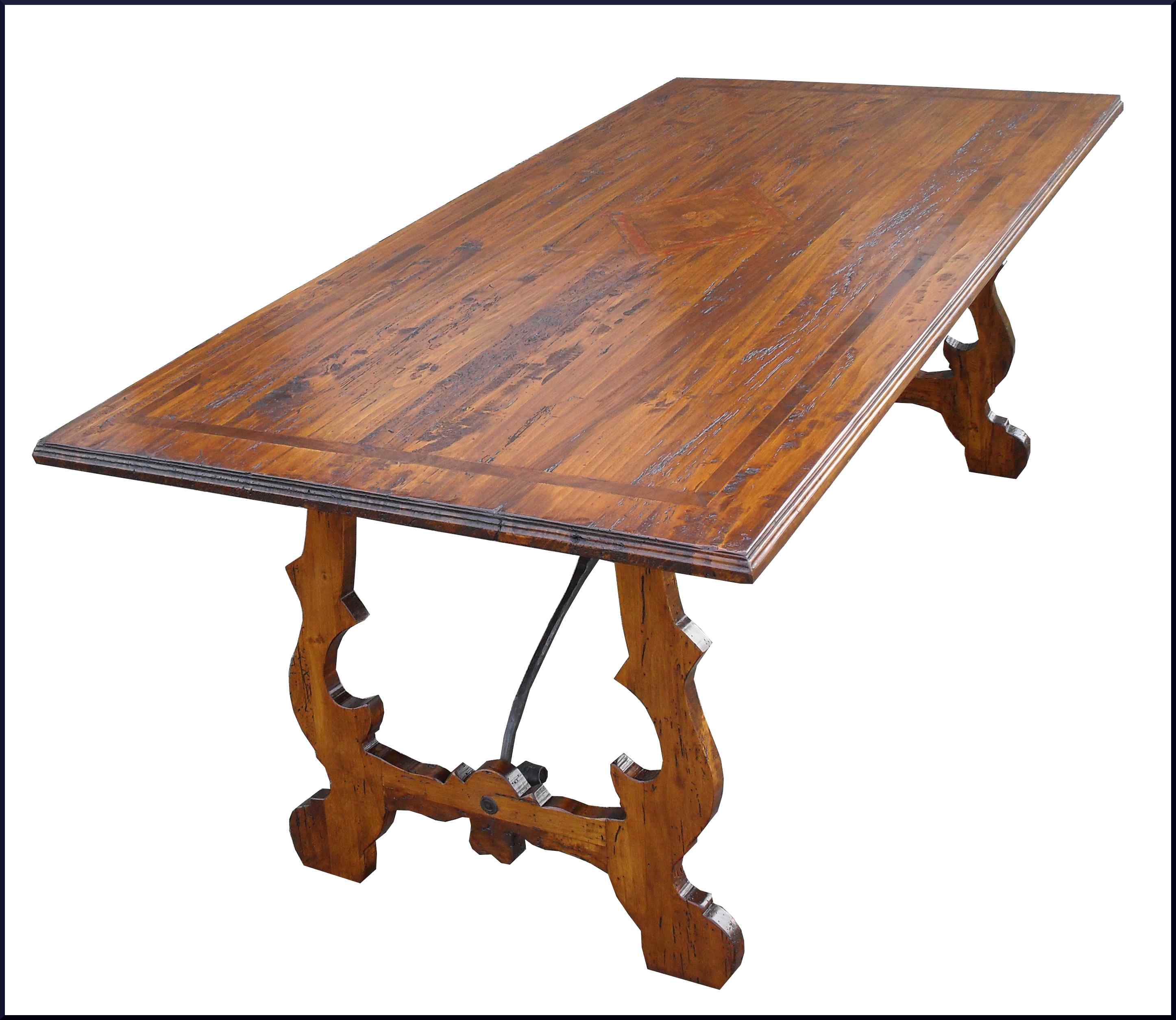 Tavolo fratino con ferri in legno antico 600
