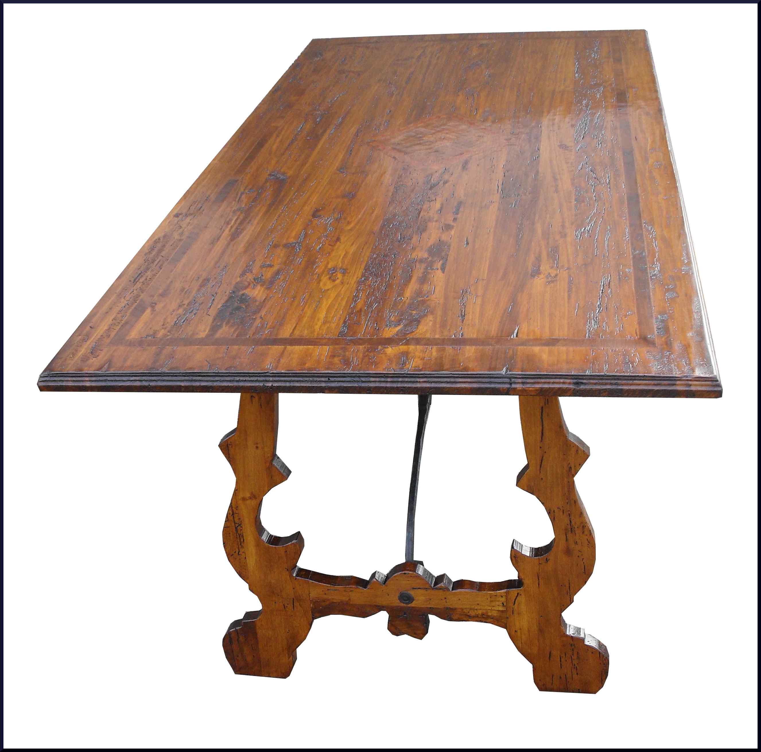 Tavolo fratino con ferri in legno antico 600