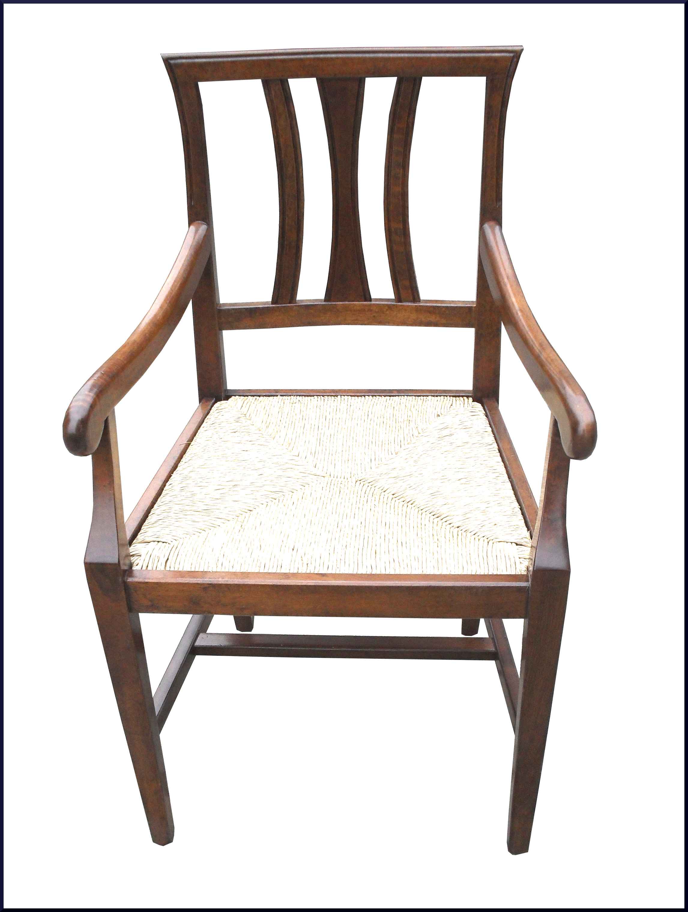 Sedia capotavola con bracioli fondo paglia