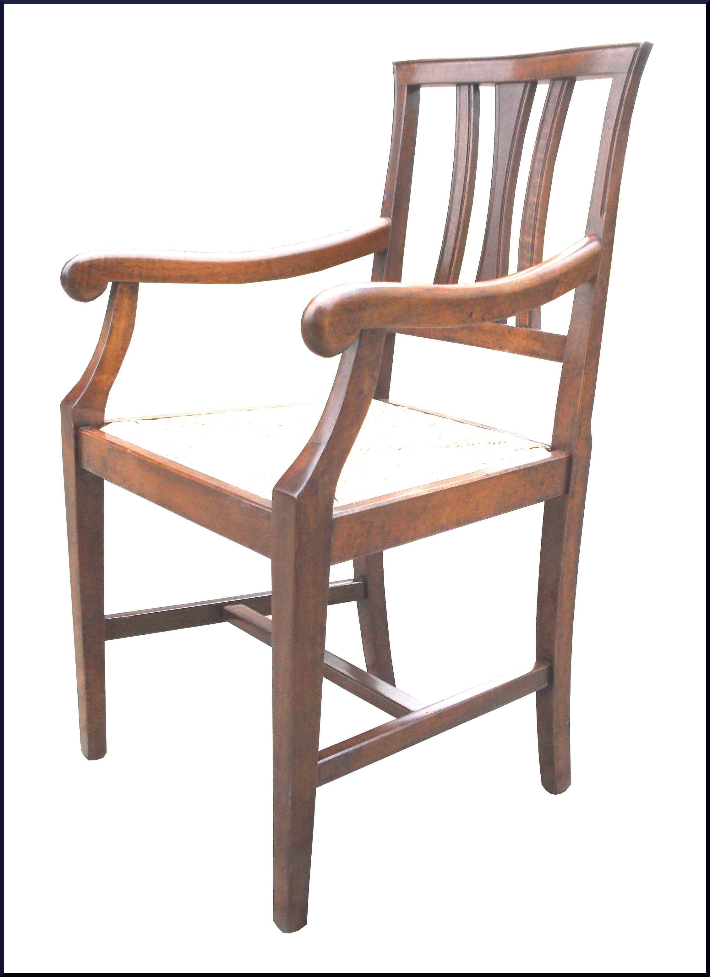 Sedia capotavola con bracioli fondo paglia