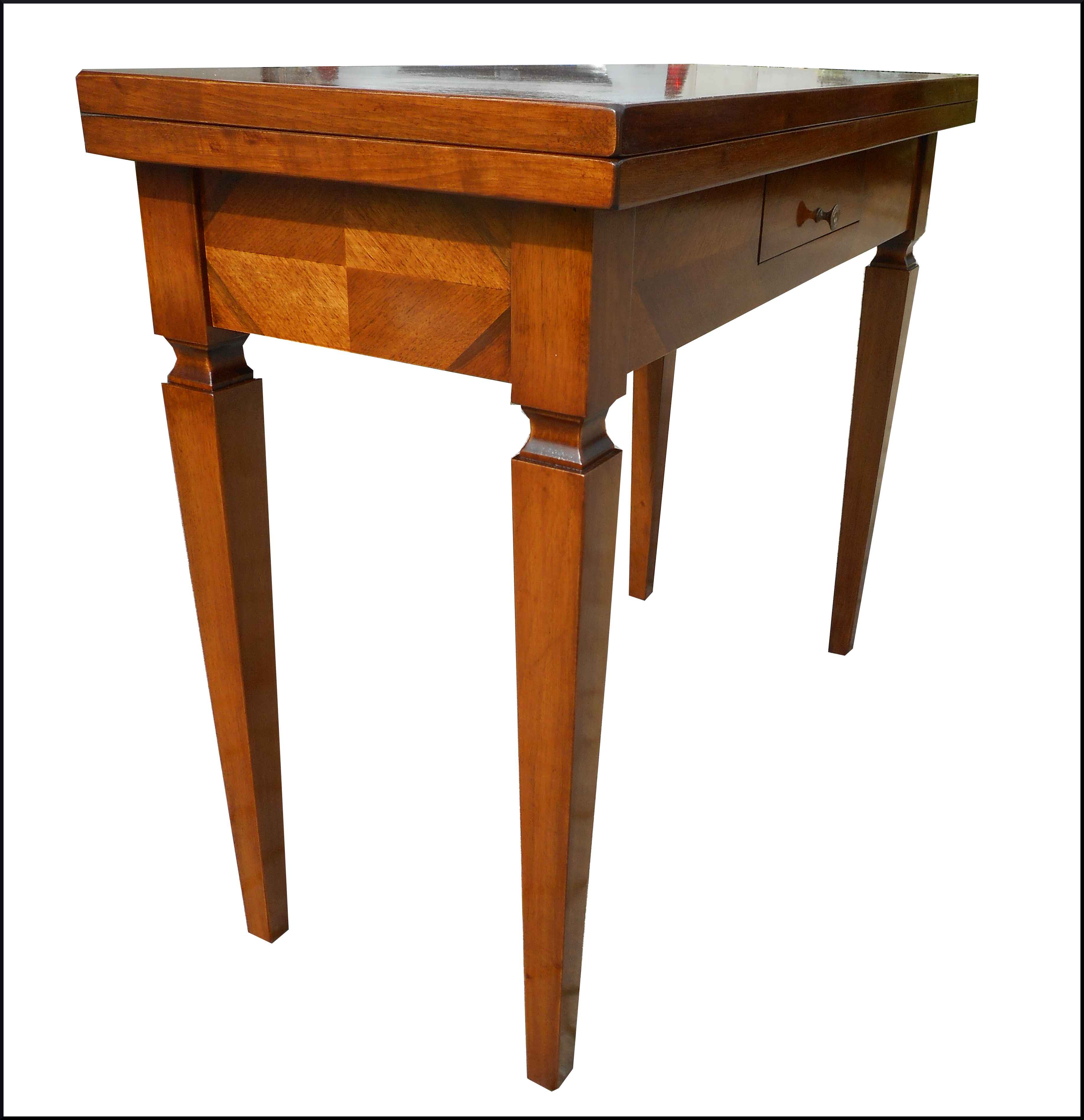 Tavolino scrittoio con piano intarsiato