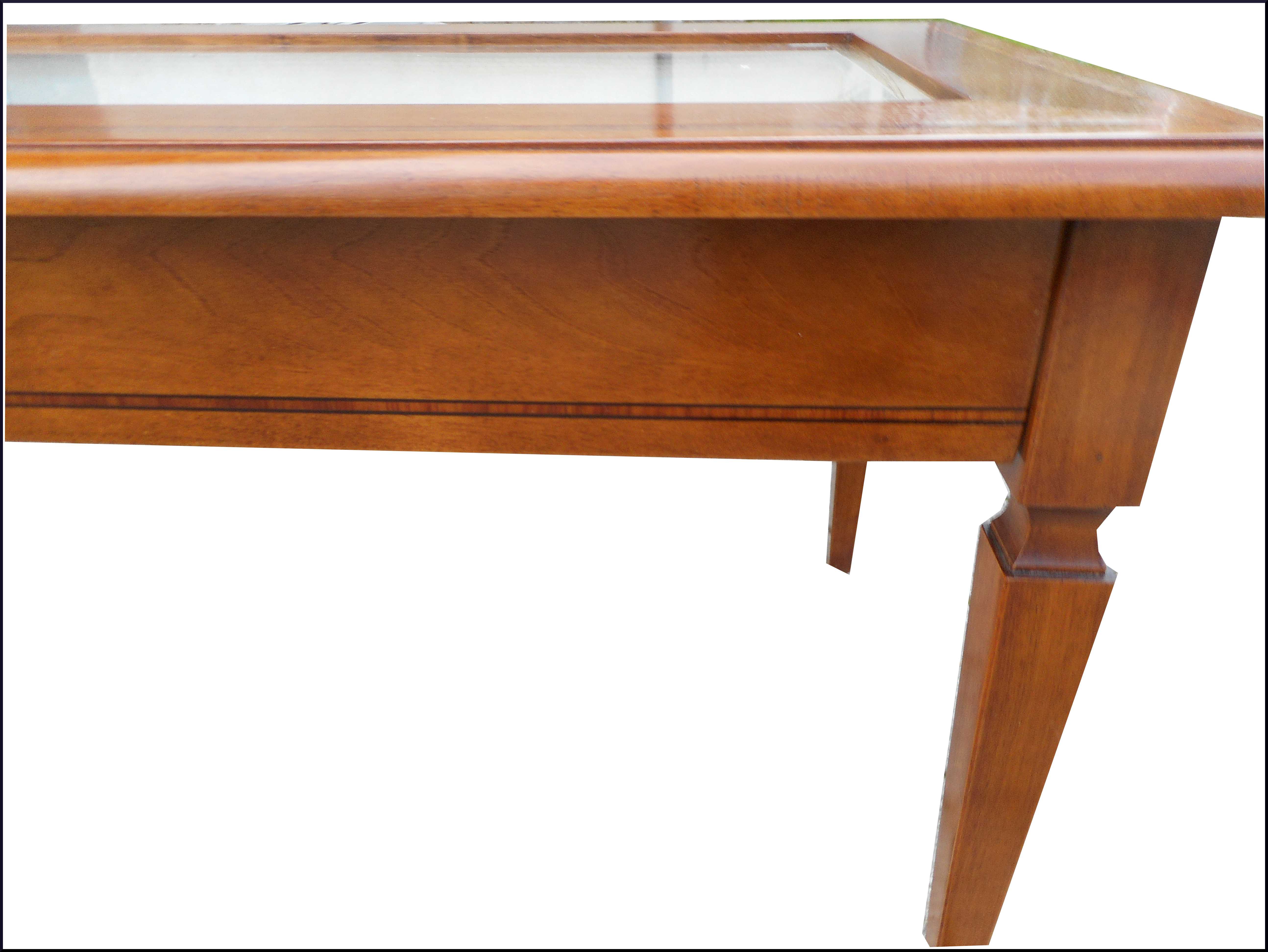Tavolino da salotto classico con vetro e cassetto